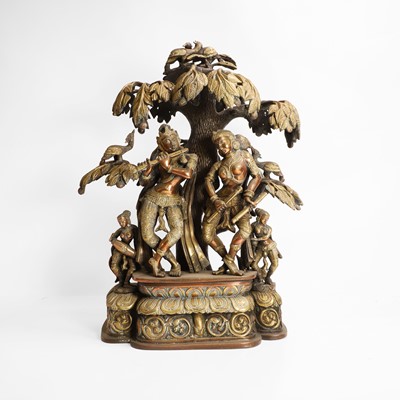 Lot 172 - A copper and brass figural group of Radha and Krishna
