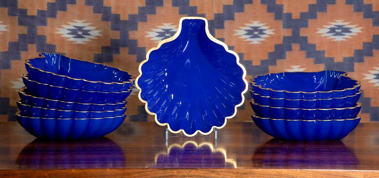 Lot 580 - A set of ten Murano glass shell dishes