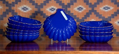 Lot 580 - A set of ten Murano glass shell dishes