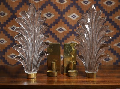 Lot 583 - A pair of Murano clear glass wall lights