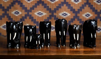 Lot 549 - A group of Indian ebony elephant figures