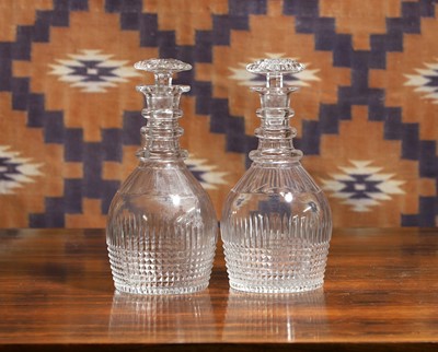Lot 514 - A pair of Regency mallet shaped decanters.