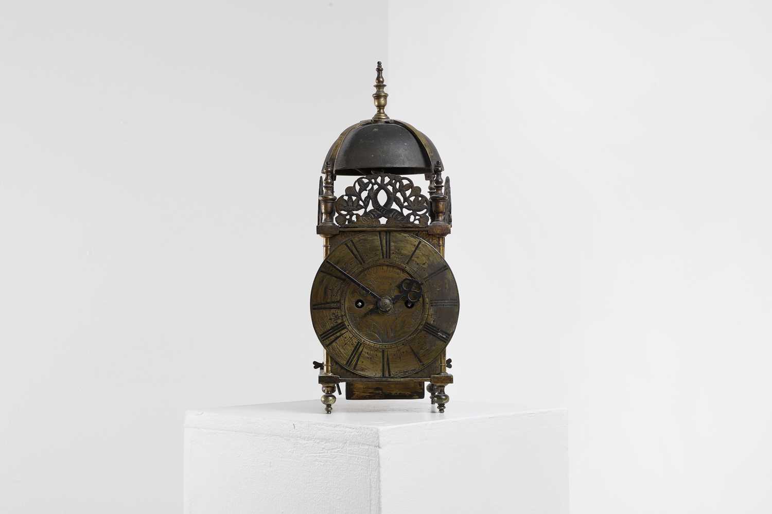 Lot 437 - A Queen Anne brass lantern clock by William Wood, Nailsworth