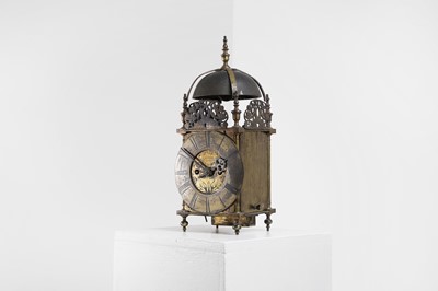 Lot 437 - A Queen Anne brass lantern clock by William Wood, Nailsworth