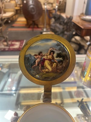 Lot 423 - A pair of Vienna porcelain and gilt-metal-mounted tankards
