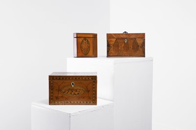 Lot 441 - Three George III inlaid tea caddies