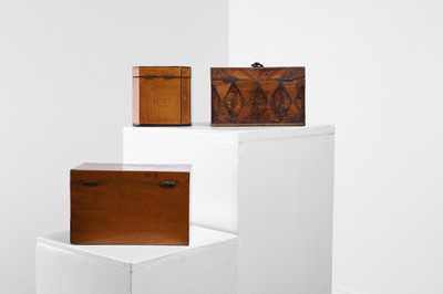 Lot 441 - Three George III inlaid tea caddies