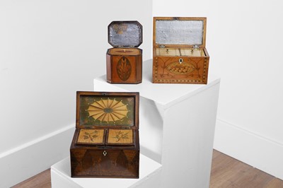 Lot 441 - Three George III inlaid tea caddies