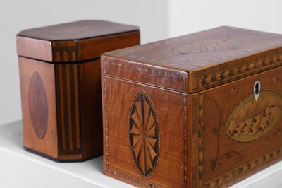 Lot 441 - Three George III inlaid tea caddies