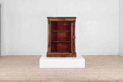 Lot 418 - A Victorian burr walnut, rosewood, crossbanded and marquetry pier cabinet