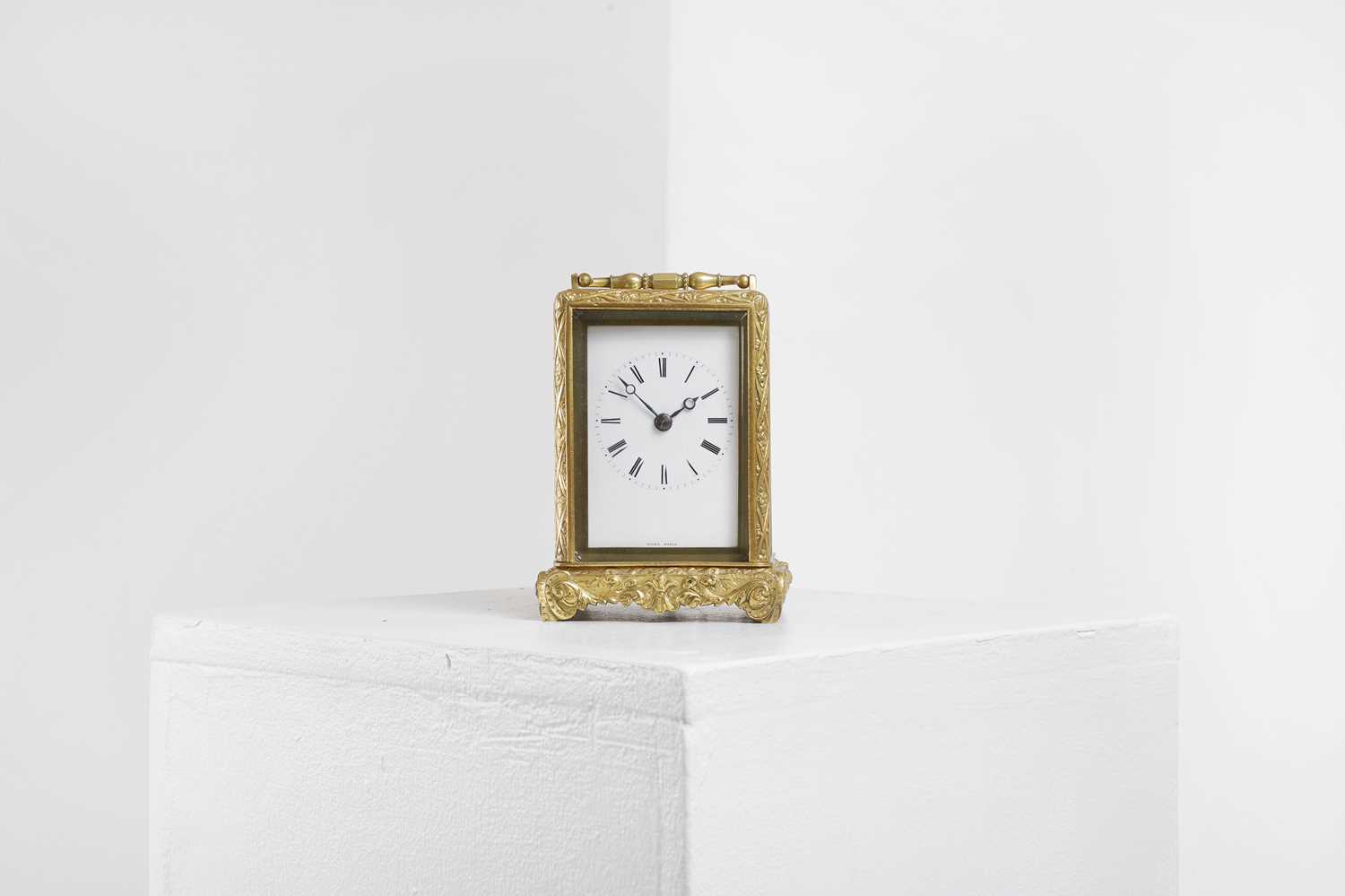 Lot 435 - A brass carriage clock by Jules of Paris