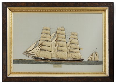 Lot 417 - A large silkwork picture of the three-mast ship 'Bann'