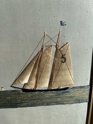 Lot 417 - A large silkwork picture of the three-mast ship 'Bann'