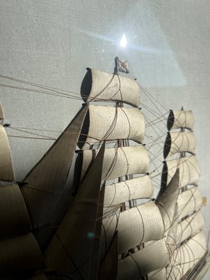 Lot 417 - A large silkwork picture of the three-mast ship 'Bann'