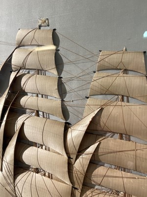 Lot 417 - A large silkwork picture of the three-mast ship 'Bann'