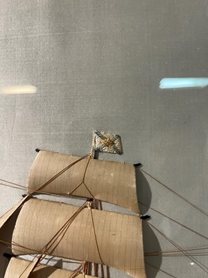 Lot 417 - A large silkwork picture of the three-mast ship 'Bann'