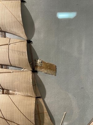 Lot 417 - A large silkwork picture of the three-mast ship 'Bann'