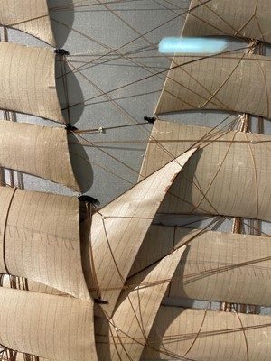 Lot 417 - A large silkwork picture of the three-mast ship 'Bann'