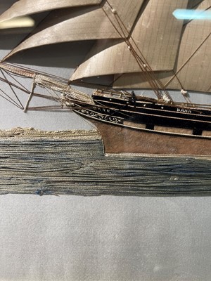 Lot 417 - A large silkwork picture of the three-mast ship 'Bann'