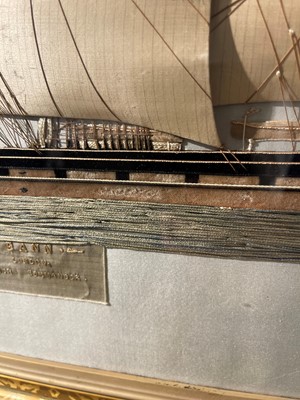 Lot 417 - A large silkwork picture of the three-mast ship 'Bann'