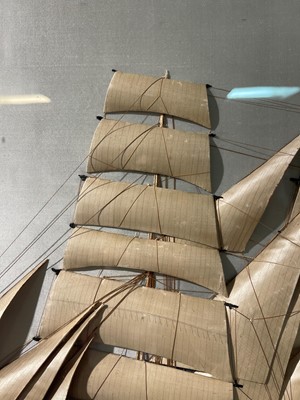Lot 417 - A large silkwork picture of the three-mast ship 'Bann'