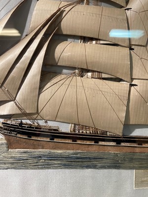 Lot 417 - A large silkwork picture of the three-mast ship 'Bann'