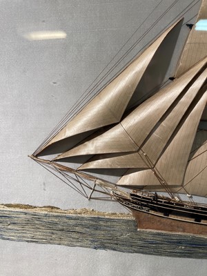 Lot 417 - A large silkwork picture of the three-mast ship 'Bann'