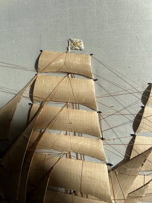 Lot 417 - A large silkwork picture of the three-mast ship 'Bann'
