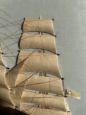 Lot 417 - A large silkwork picture of the three-mast ship 'Bann'
