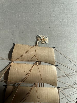 Lot 417 - A large silkwork picture of the three-mast ship 'Bann'
