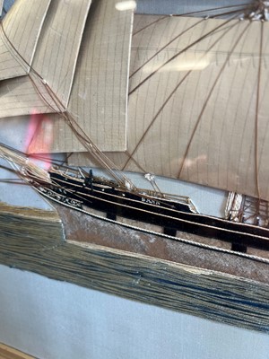 Lot 417 - A large silkwork picture of the three-mast ship 'Bann'