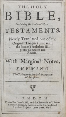 Lot 250 - 1698 BIBLE: The Holy Bible