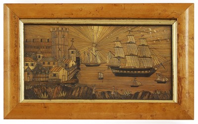 Lot 439 - A Napoleonic prisoner-of-war straw-work picture