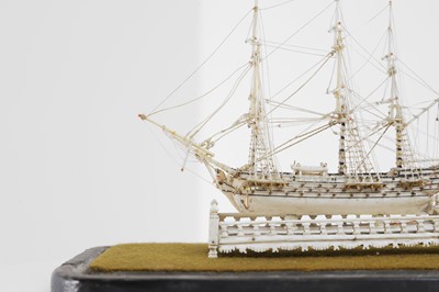 Lot 438 - A Napoleonic bone prisoner-of-war ship model