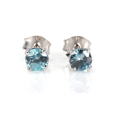 Lot 158 - A pair of white gold zircon stud earrings