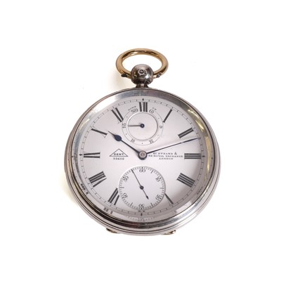 Lot 401 - A silver open faced key wind pocket watch, by Dent