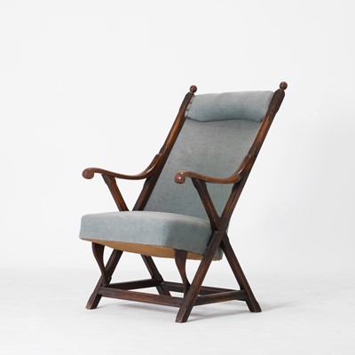 Lot 392 - A Victorian mahogany 'X'-framed elbow chair