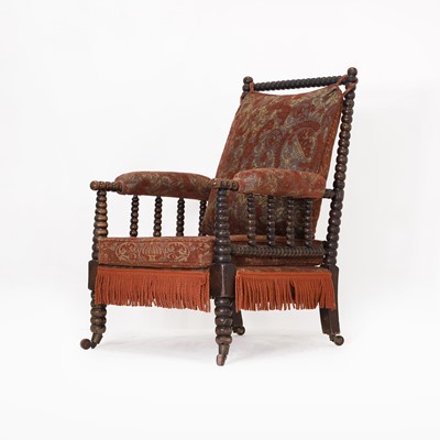 Lot 395 - A Victorian faux rosewood bobbin-framed library chair