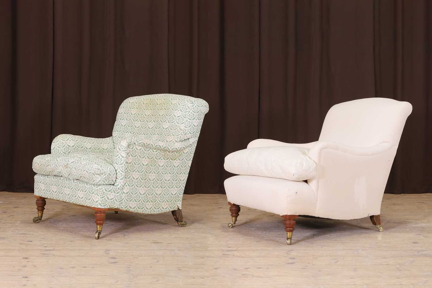 Lot 146 - A matched pair of late Victorian ‘Bridgewater’ armchairs by Howard & Sons