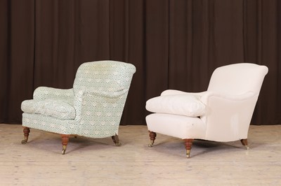 Lot 146 - A matched pair of late Victorian ‘Bridgewater’ armchairs by Howard & Sons