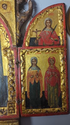 Lot 262 - A triptych icon of the Deisis