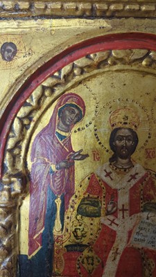 Lot 262 - A triptych icon of the Deisis