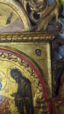 Lot 262 - A triptych icon of the Deisis