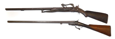 Lot 161 - Two percussion 14 bore side by side double barrel shotguns