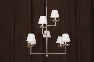 Lot 645 - A nickel-plated brass 'Colombier' chandelier by Vaughan