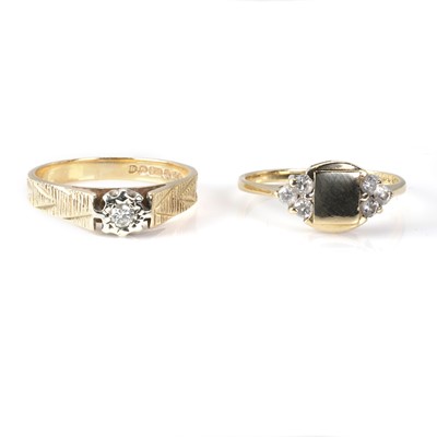 Lot 268 - Two 9ct gold diamond set rings