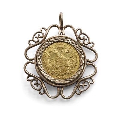 Lot 383 - An Austrian one ducat coin pendant