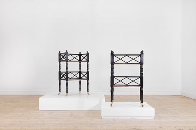 Lot 462 - A pair of Regency-style ebonised and coromandel side tables