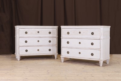 Lot 671 - A pair of neoclassical painted pine commodes