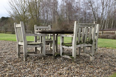 Lot 716 - A teak garden table and chair set by Barlow Tyrie